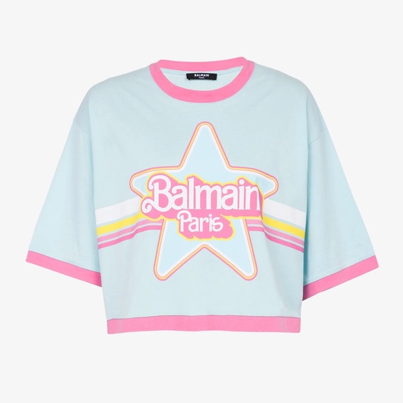 Balmain Tops - Balmain x Barbie Blue Cropped T-Shirt - Limited Edition (Size- S, M, L)